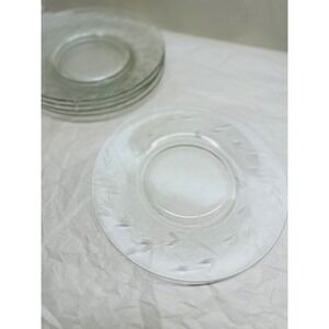 Vintage Princess House Floral Etched Glass Salad Plates Set of 5 8in Granny core